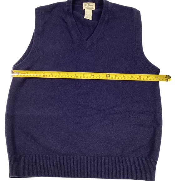 LL Bean Men's Lambswool V-Neck Sleeveless Sweater Vest‎ Navy Blue S-REG - Picture 5 of 6